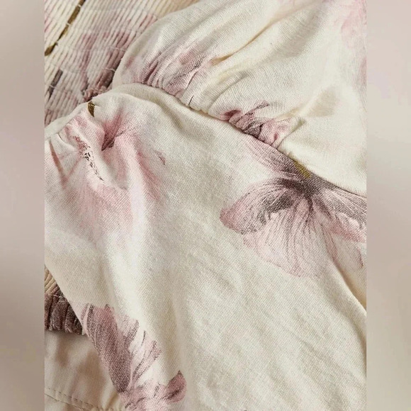 Express Floral Puff Sleeve Ruched Cropped Top NWT - Picture 9 of 14